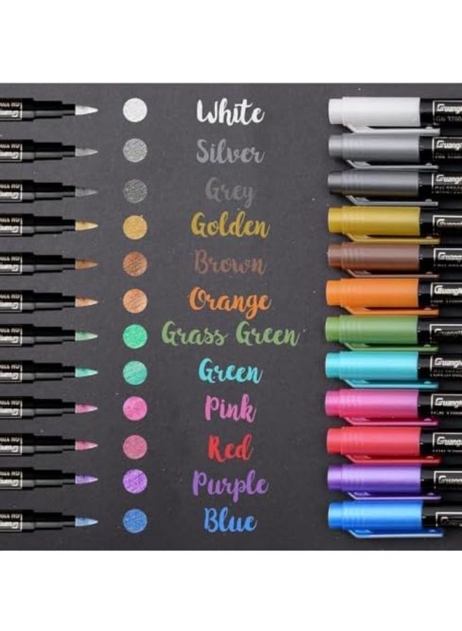 Queens Metallic Calligraphy Pens Set, 12 Colors, Paint Markers for Art and Crafts - Image 2